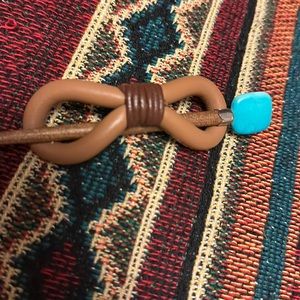 Leather Barette. With turquoise. Stick! Brand new.